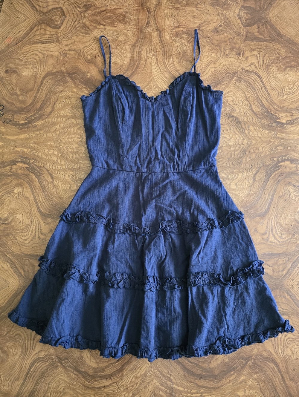 Mi Ami Navy Blue Tiered Ruffle Mini Dress Womens Size XS